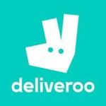 Le logo de Deliveroo sur fond turquoise.